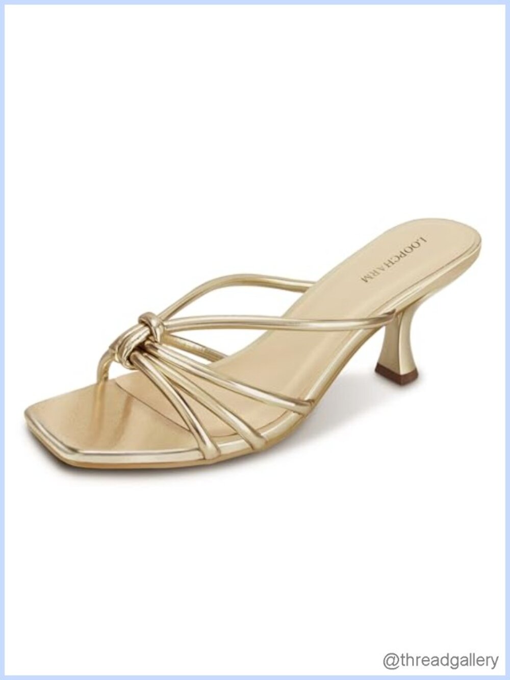 Kitten Heel Strappy Slide Sandals Square Open Toe Faux Leather
